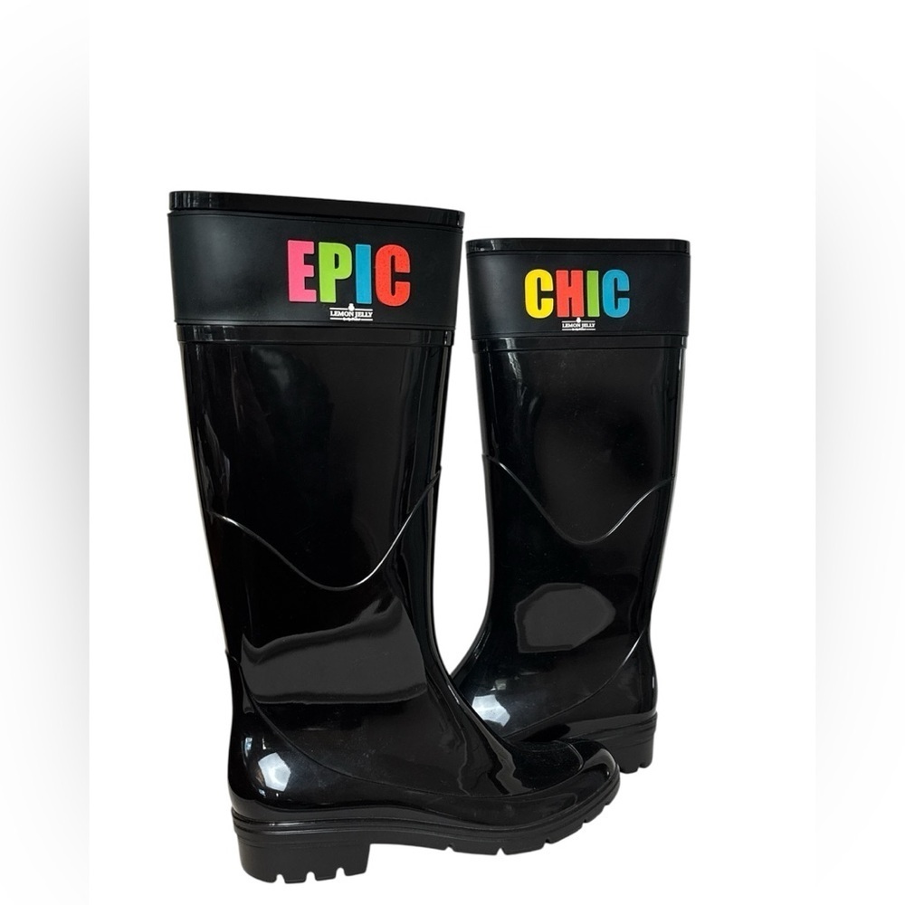 LEMON JELLY - BLACK High Gloss Rain Boot. Epic Chic.
Size: 38 = ladies 8 - Picture 3 of 10
